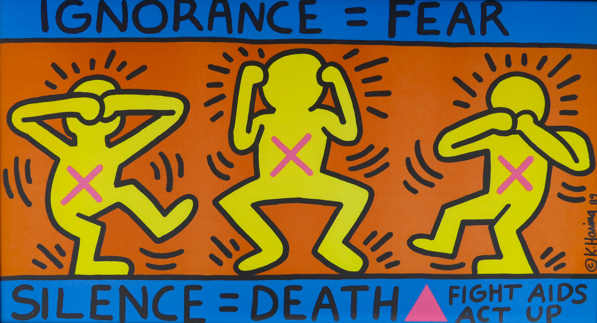 Appraisal: Keith Haring - American ''Fight Aids Act Up'' Color Poster