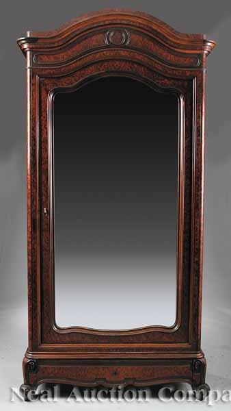 Appraisal: A Fine Early Victorian Rosewood and Burled Yewwood Wardrobe c