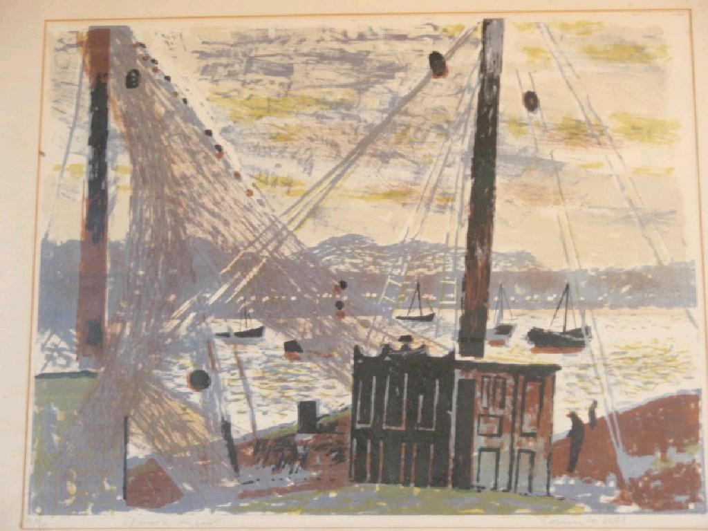 Appraisal: After Edwin La Dell - Spanish Harbour colour lithograph limited