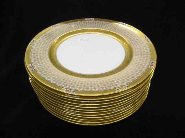 Appraisal: Set of Tiffany Cauldon Porcelain ServicePlates elaborate gold encrusted design