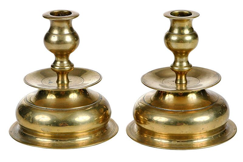 Appraisal: Pair of German Brass Candlesticks possibly Nuremberg th century each