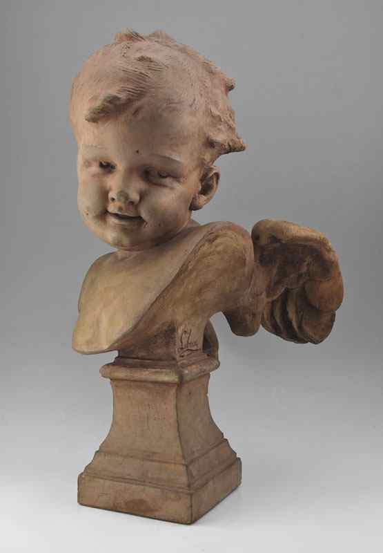 Appraisal: TERRACOTTA PUTTI SCULPTURE SIGNED LEBROC '' height '' wide ''