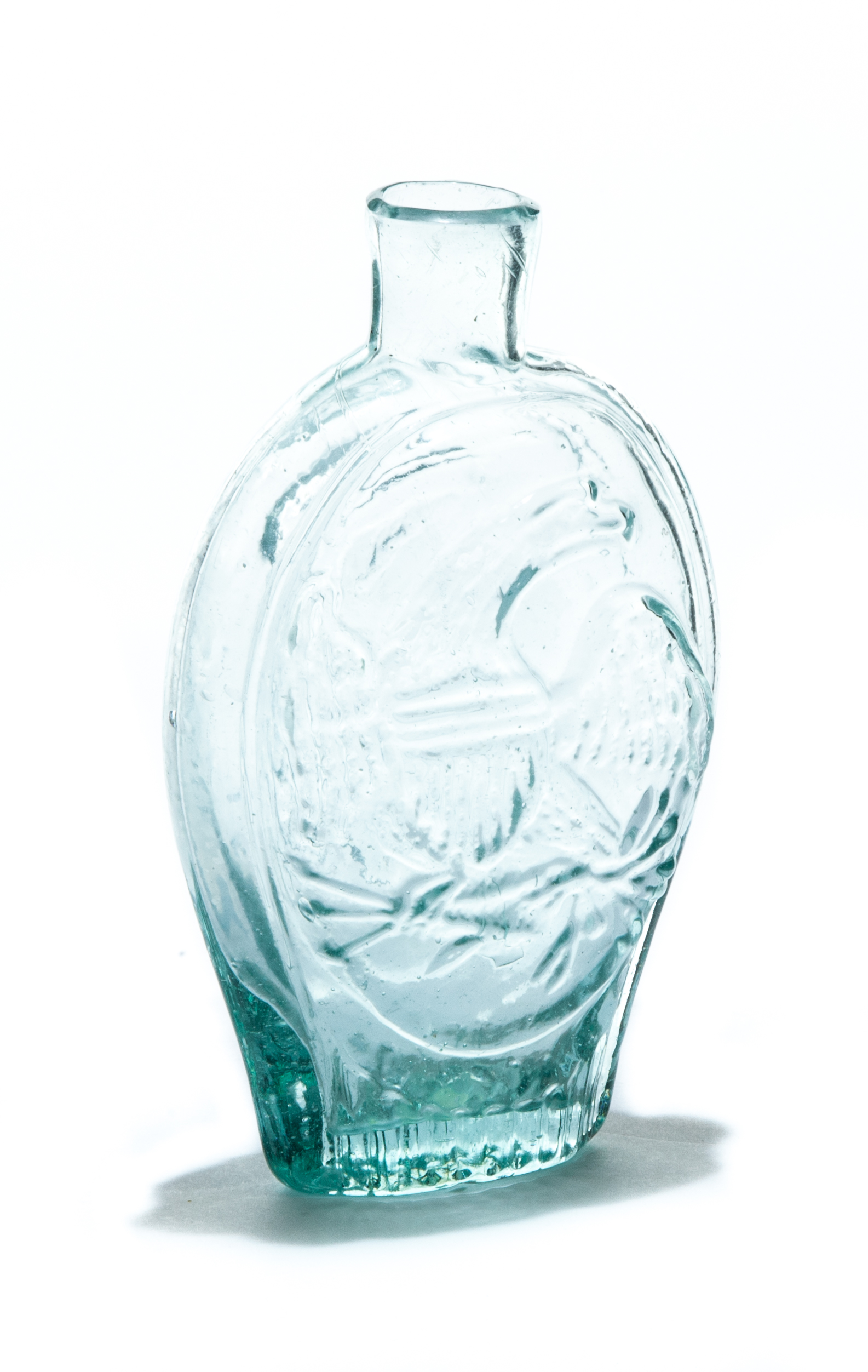 Appraisal: AMERICAN HISTORIC BLOWN GLASS FLASK Second quarter- th century Aqua