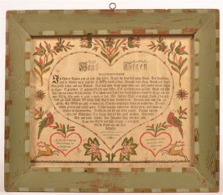 Appraisal: Printed and Hand Colored House Blessing by J Baumann Ephrata