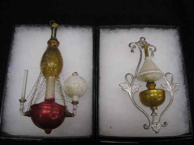 Appraisal: Victorian Blown Glass Christmas Ornaments hanging lamps '' to ''