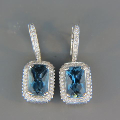 Appraisal: Diamond Blue Topaz Earrings each with a rich London blue