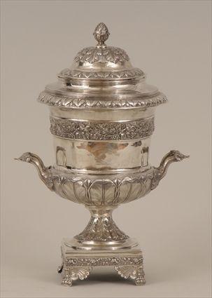 Appraisal: George III-Style Silver Armorial Two-Handled Cup and Cover Spurious marks