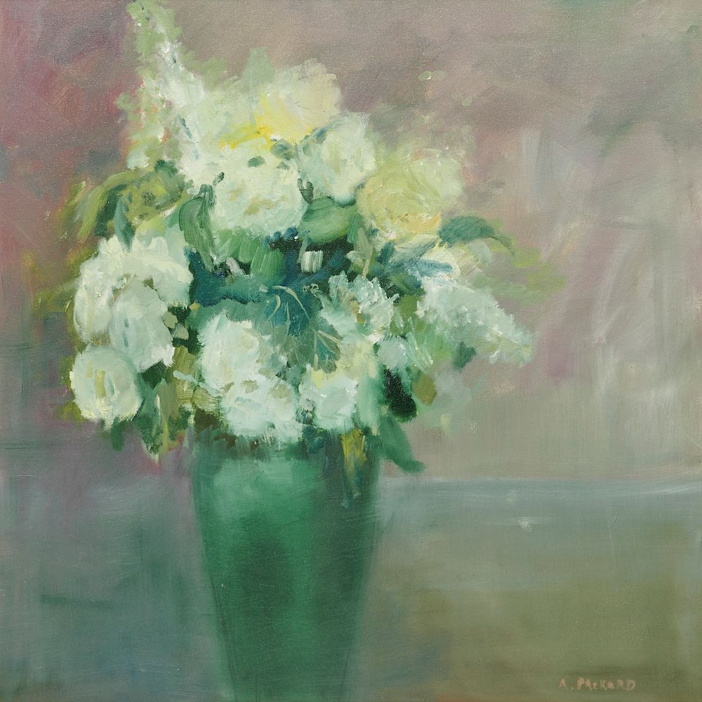 Appraisal: ANNE PACKARD American b White Flowers ANNE PACKARD American b