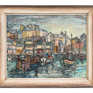 Appraisal: George Hann British - Harbor Scene oil on panel signed