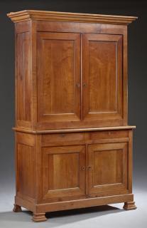 Appraisal: Louis Philippe Carved Cherry Buffet a Deux Corps c the