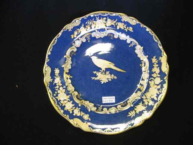 Appraisal: Tiffany Spode Porcelain Plate bird floral on rich lapis blue