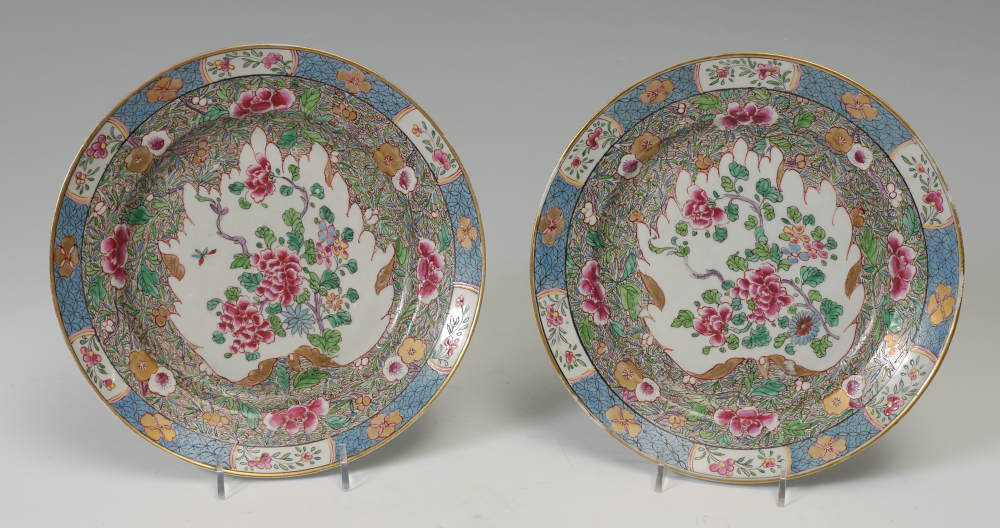 Appraisal: FAMILLE ROSE CHINESE PLATES Hand painted with floral motifs character