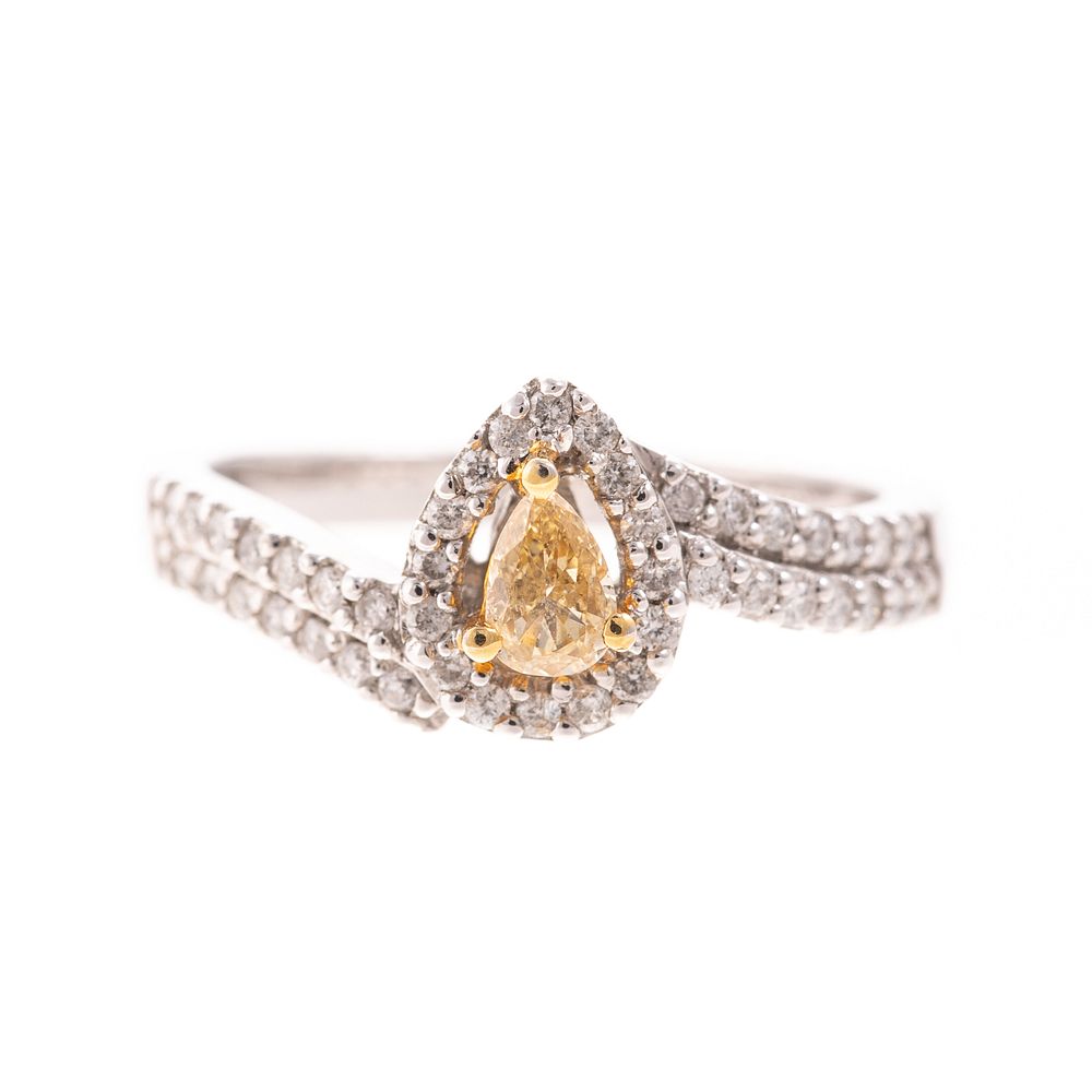 Appraisal: A Pear Shape Yellow Diamond Ring in K K white