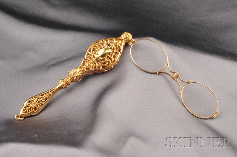 Appraisal: Art Nouveau kt Gold Lorgnette Krementz Co with scroll and