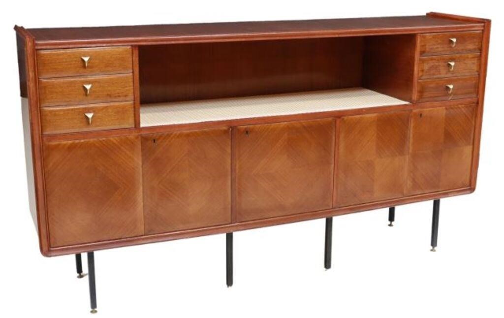 Appraisal: Italian mid-century modern sideboard c s stacks of three drawers