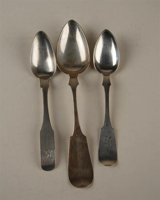 Appraisal: Three Philadelphia Coin Silver Spoons a dessert spoon by L