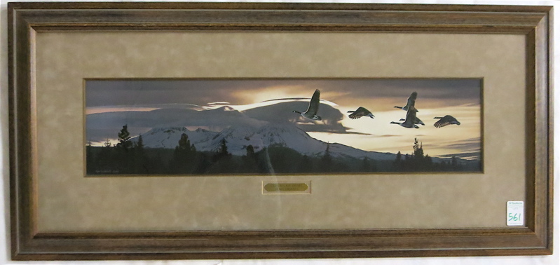 Appraisal: ROD FREDERICK OFF-SET LITHOGRAPH Oregon born Colors of Home geese