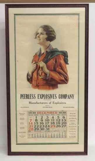 Appraisal: C ''Peerless Explosives Company'' advertising calendar Framed sight '' x