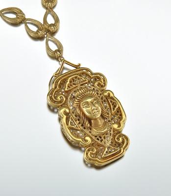 Appraisal: A Large k Gold Pendant on a k Gold Necklace