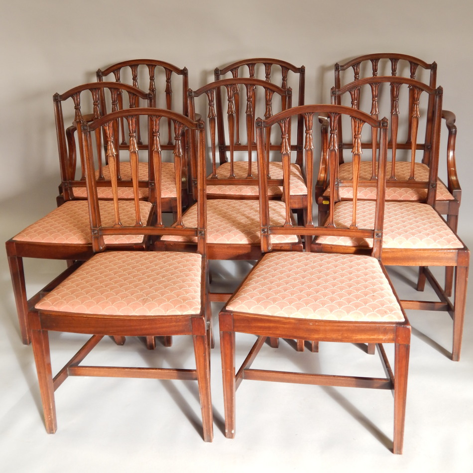 Appraisal: A set of eight mahogany dining chairs in George III