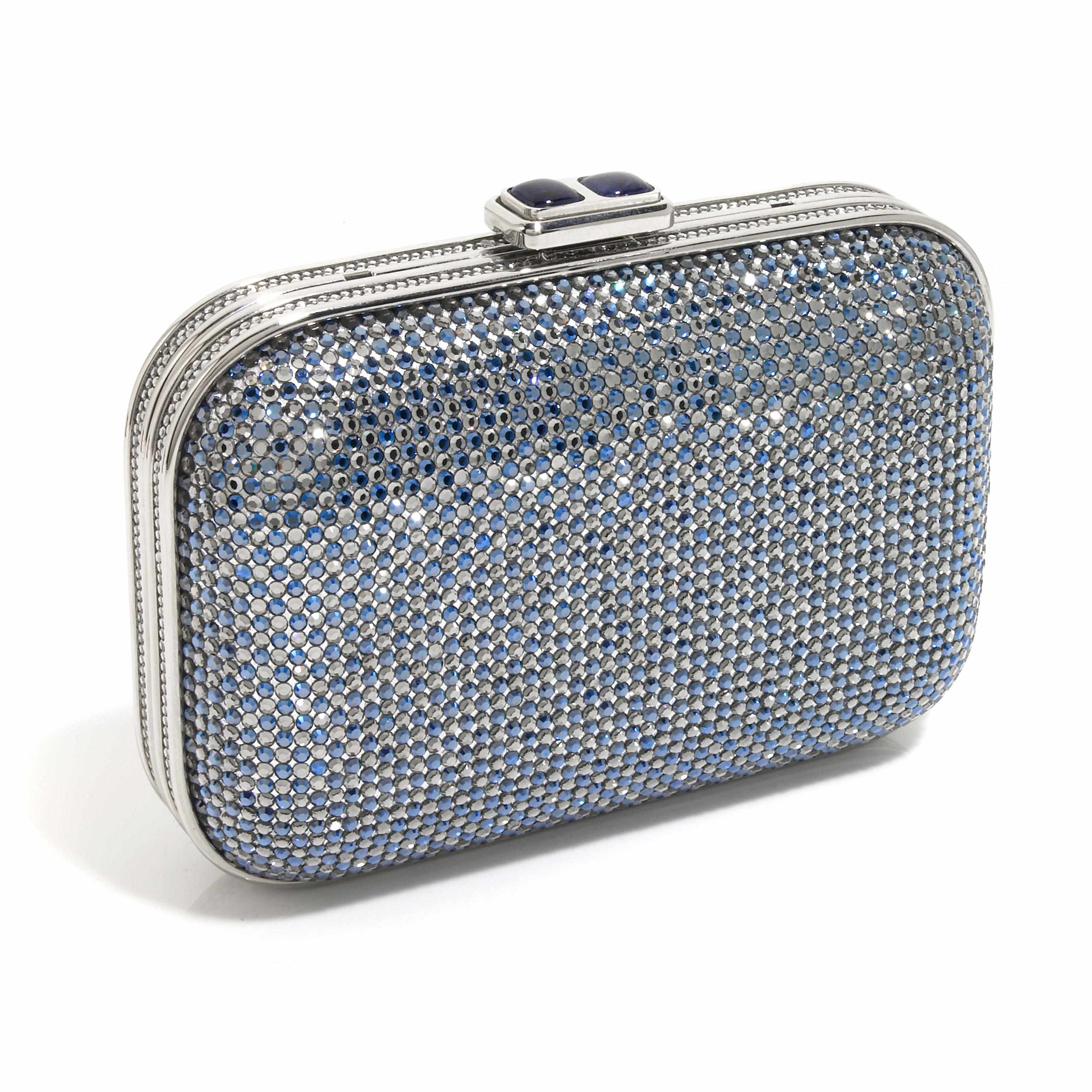 Appraisal: A silver and blue crystal purse with a semi-precious stone