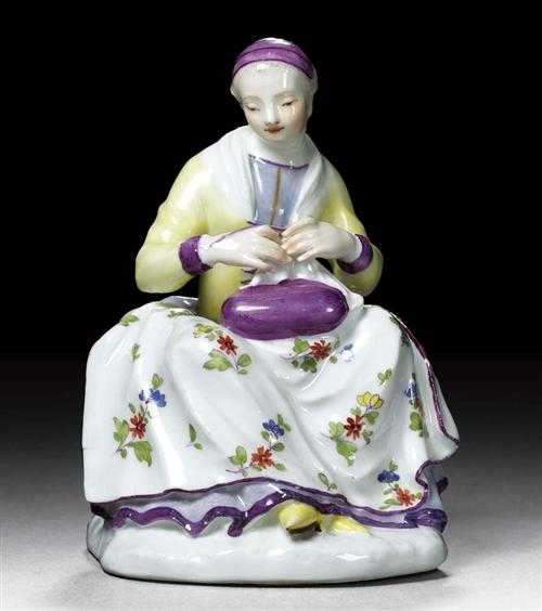 Appraisal: FIGURE OF A SEAMSTRESS Meissen circa Model by J F