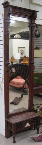 Appraisal: A VICTORIAN WALNUT TALL PIER MIRROR Renaissance Revival design probably