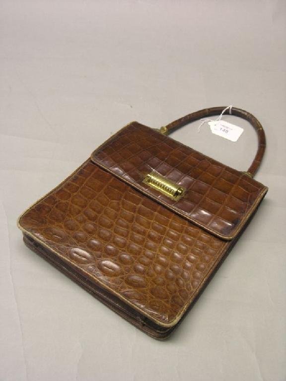 Appraisal: A lady's crocodile skin evening bag