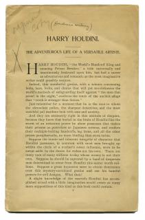 Appraisal: Houdini Harry Harry Houdini The Adventurous Life of a Versatile