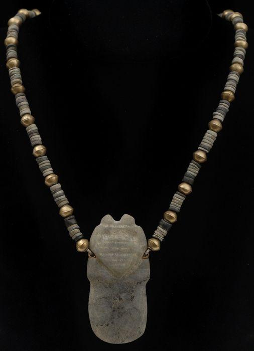 Appraisal: COSTA RICAN-STYLE AXE GOD PENDANT ON BEADED NECKLACE in Provenance