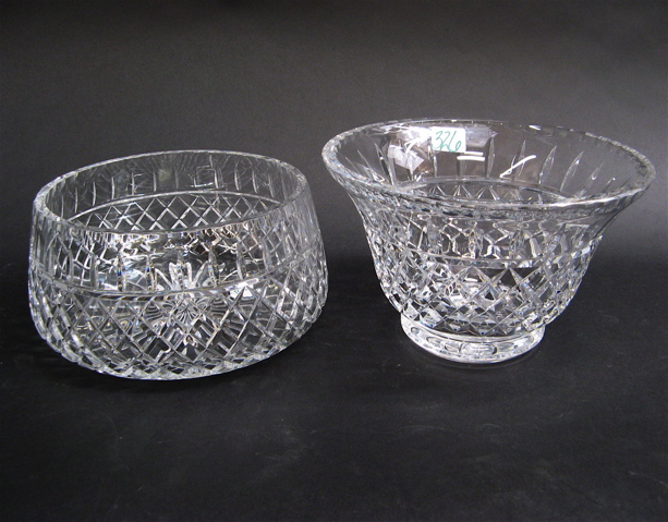 Appraisal: TWO CLEAR CUT CRYSTAL BOWLS crosshatch cuts the larger with