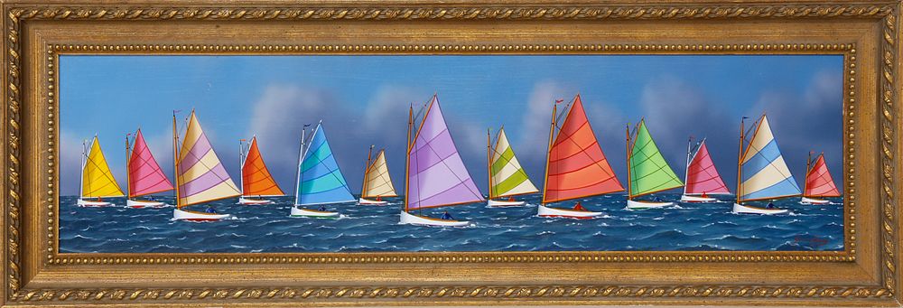 Appraisal: Jerome Howes Oil on Panel Rainbow Fleet Jerome Howes Oil