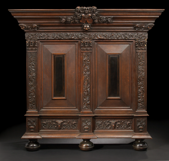 Appraisal: Monumental Italian Renaissance-Style Carved Oak Shrank late th century the