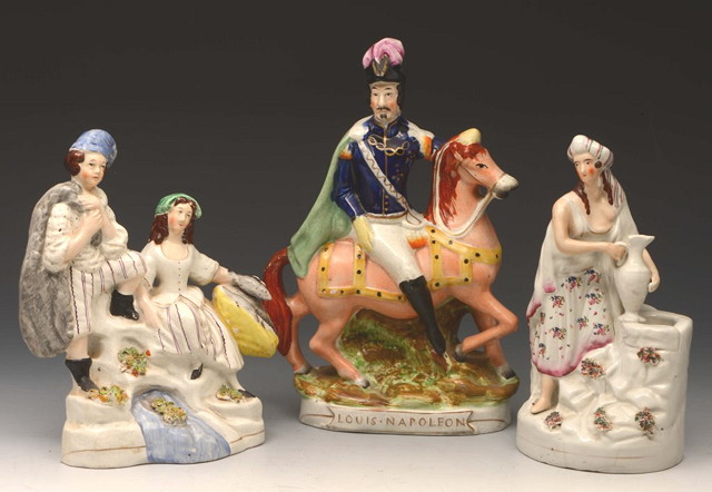 Appraisal: A VICTORIAN STAFFORDSHIRE POTTERY MODEL of Rebecca By The Well