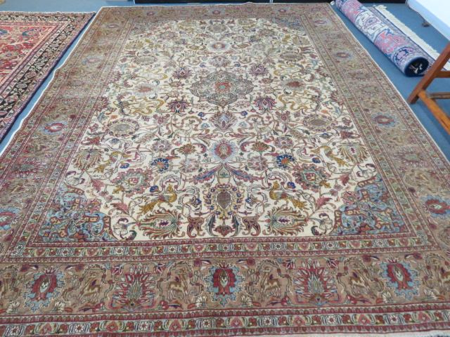 Appraisal: Tabriz Persian Handmade Room Size Rug elegant flowering vine earthtones