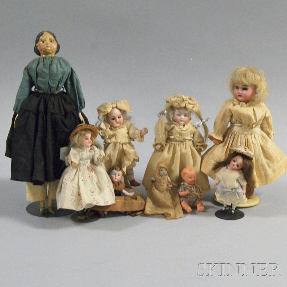 Appraisal: Nine Assorted Small Dolls including an all-bisque doll marked to