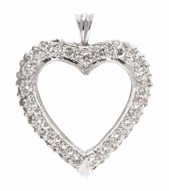 Appraisal: A Karat White Gold and Diamond Heart Pendant containing round