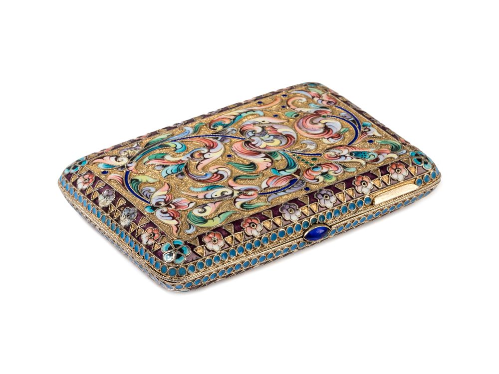 Appraisal: A Russian Shaded Enamel Silver-Gilt Cigarette Case A Russian Shaded