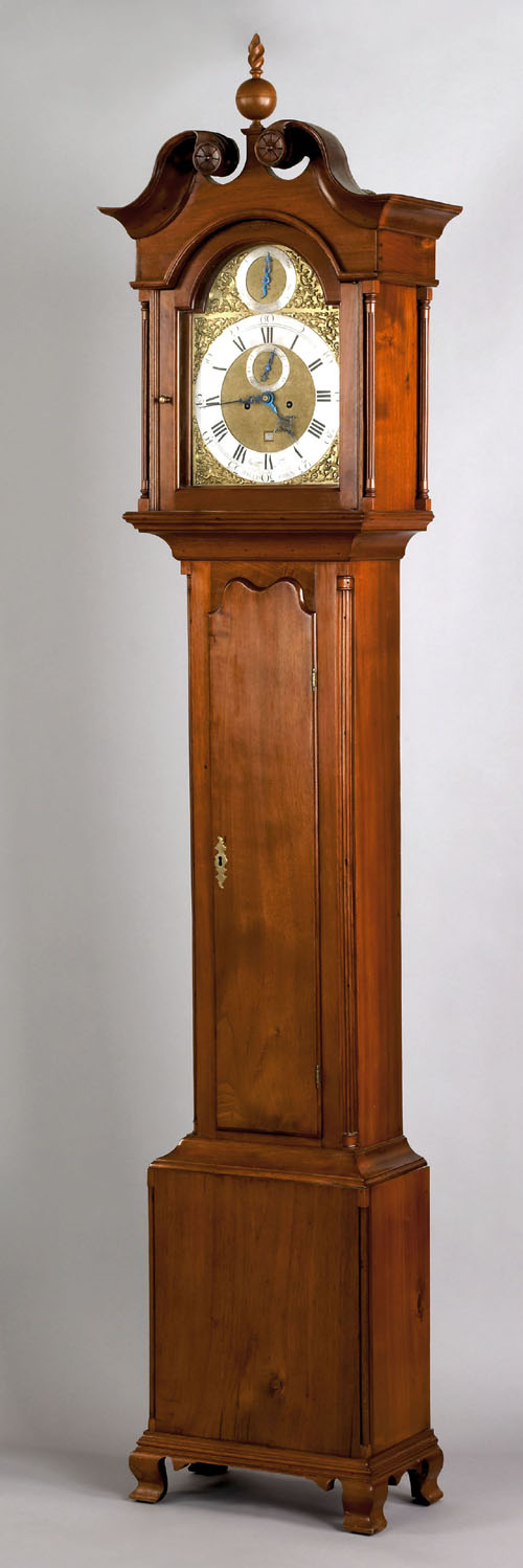 Appraisal: Chester County Pennsylvania Chippendale walnut tall case clock with an