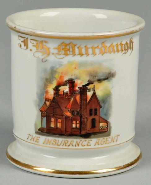 Appraisal: House Engulfed in Flames Shaving Mug Description Gilt name J