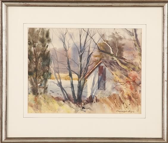 Appraisal: Springhouse Pond February watercolor x sight SLR dated and titled