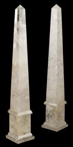 Appraisal: pair Large rock crystal obelisks intact with fissures and small