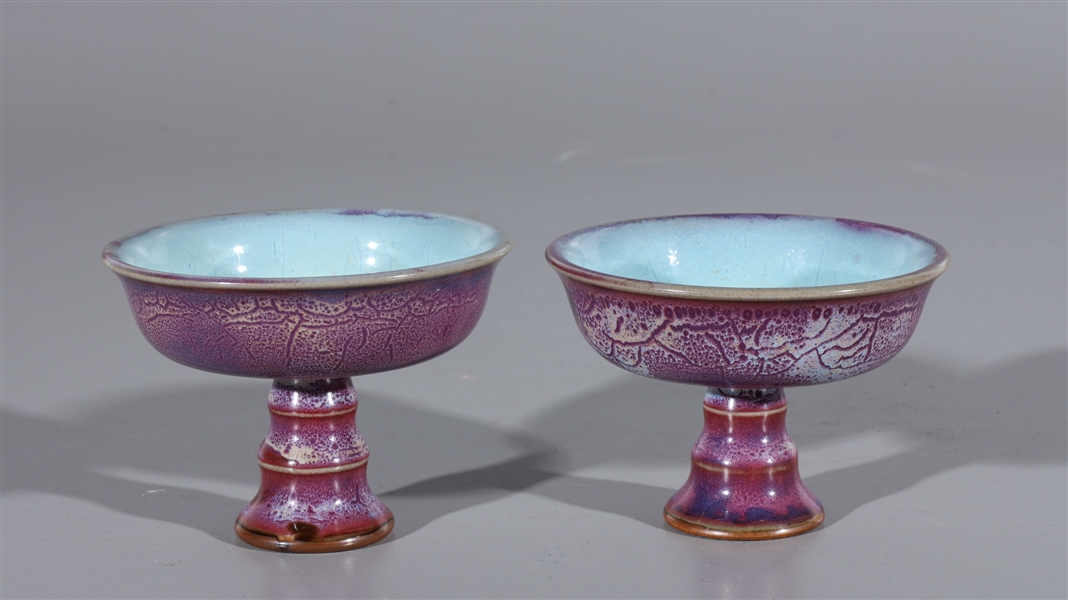 Appraisal: Two Chinese flambe glazed wine cups overall good condition minor