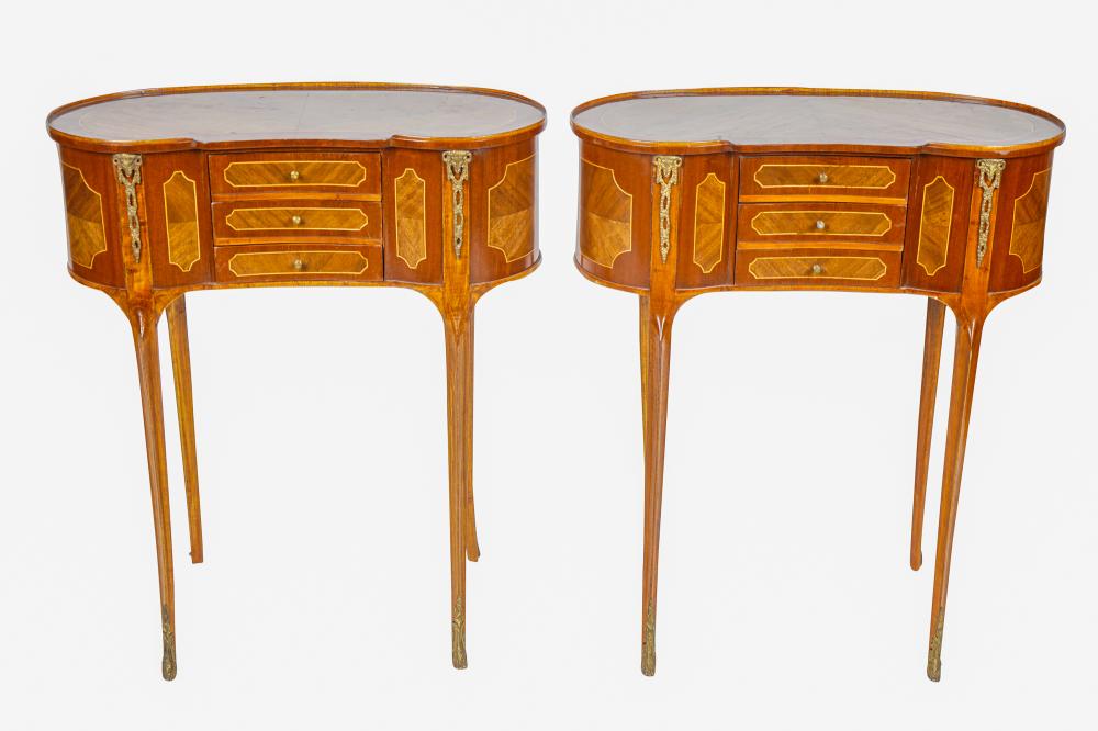 Appraisal: PAIR OF LOUIS XV STYLE PARQUETRY SIDE TABLESsecond quarter th