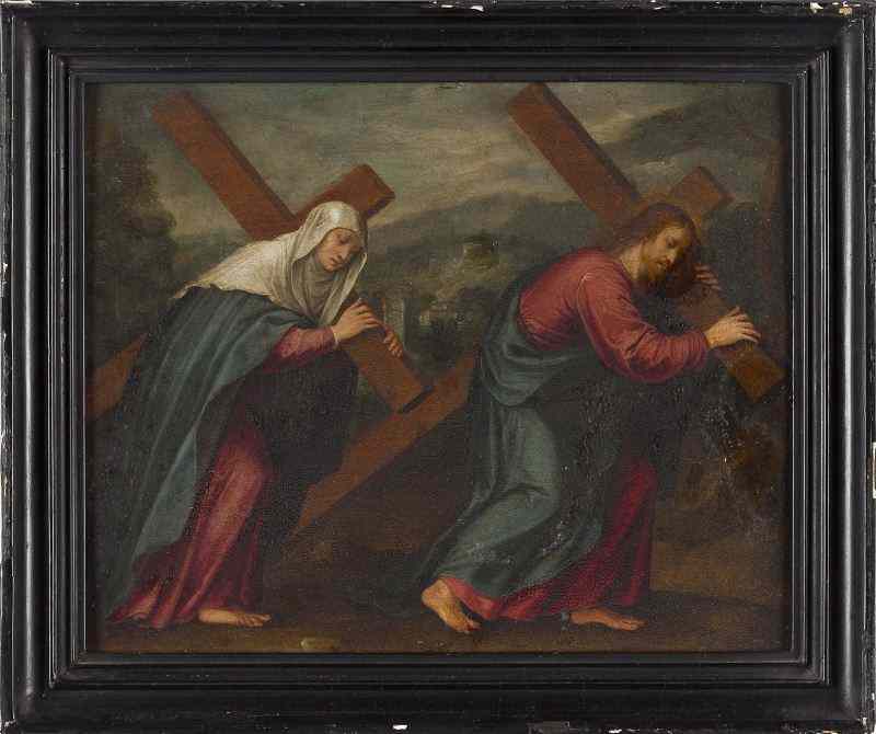 Appraisal: Lombard School Biblical Painting circa oil on copper depicting Jesus