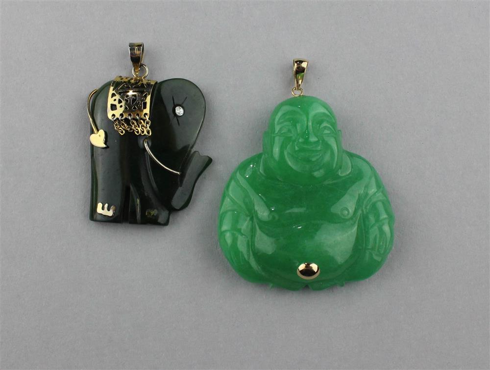 Appraisal: APPLE GREEN JADEITE CARVED PENDANT OF THE BUDDHA the deep