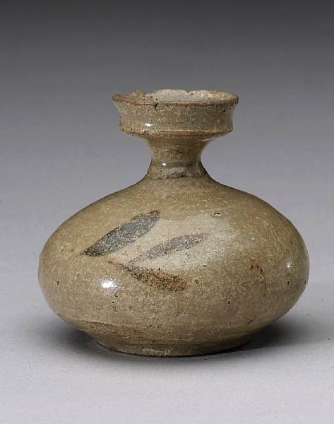 Appraisal: A celadon glazed and iron painted stoneware oil bottle Goryeo