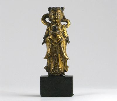 Appraisal: A Chinese gilt bronze figure of an acolyte standing and