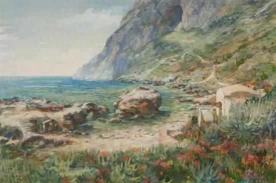 Appraisal: Richard Hendorf German - Along the Coast watercolor and pastel