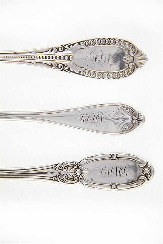 Appraisal: William Gale Co silver serving pieces forks New York circa